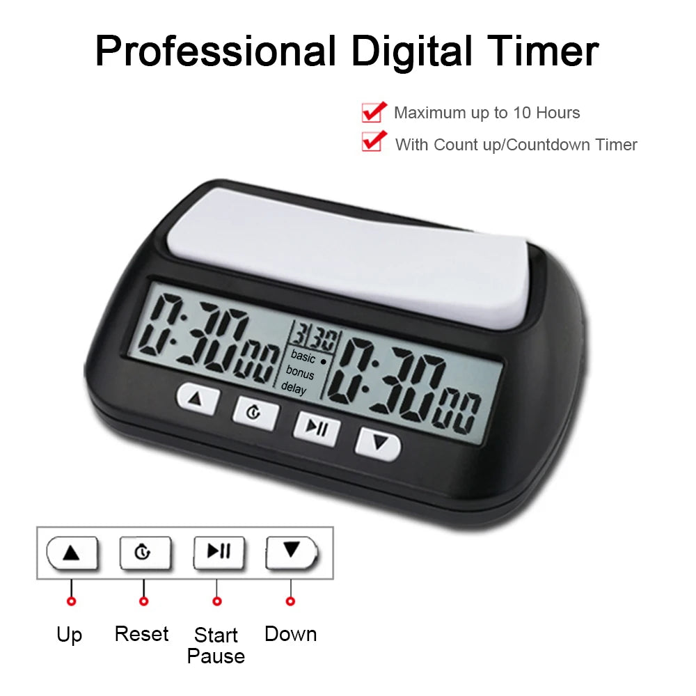 3-in-1 Multipurpose Portable Professional Chess Clock Digital Chess Timer Game Timer