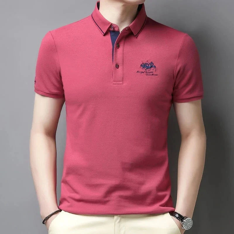 New Summer Korean  Embroidered Polo Shirt Men's Luxury Top Casual Lapel Short Sleeve T-shirt Fashion Anti-wrinkle Men T Shirt