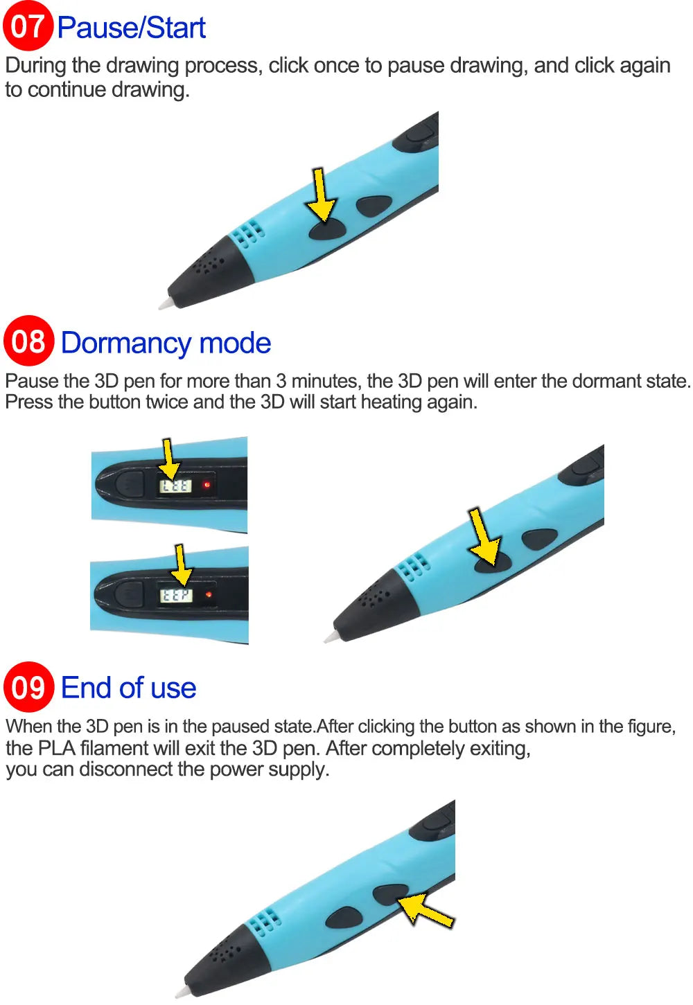 New Style 3D Printing Pen 3d Pen Set for Children with Power Adapter PLA Filament Travel Case Birthday Christmas Gift for Kids