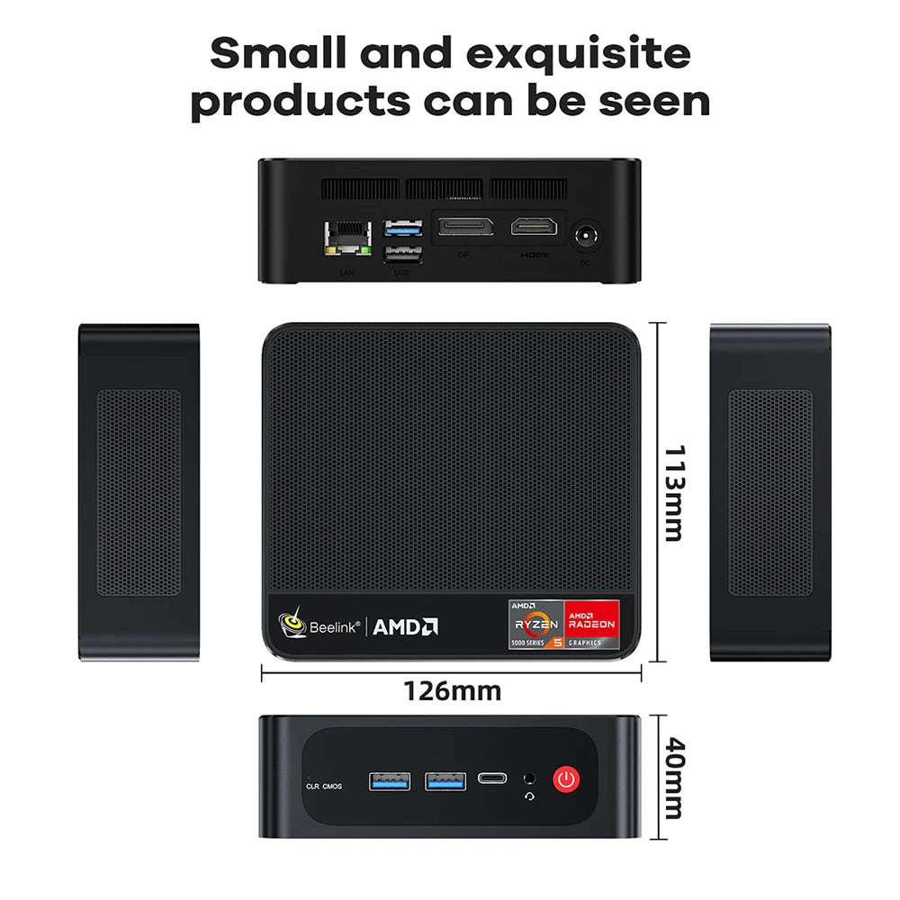 Beelink Mini PC SER5 Max AMD Ryzen 7 5800H DDR4 32G 500G NVME SSD SER6 Pro 7735HS DDR5 SER5 Pro 5700U 5560U Gaming Mini Computer