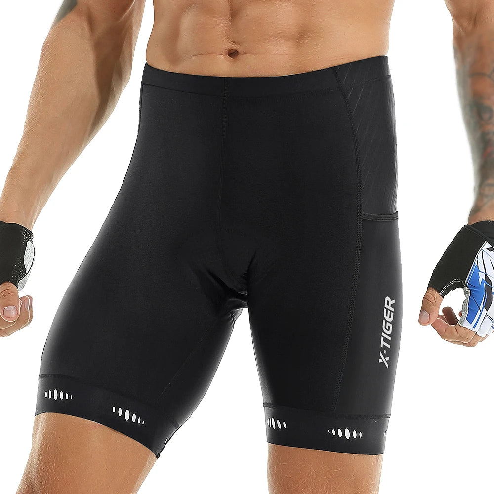 X-TIGER Men Cycling Shorts with Back Pocket 5D Gel Padded Bike Shorts for Men Mountain Road Biking Riding Half Pants Tights