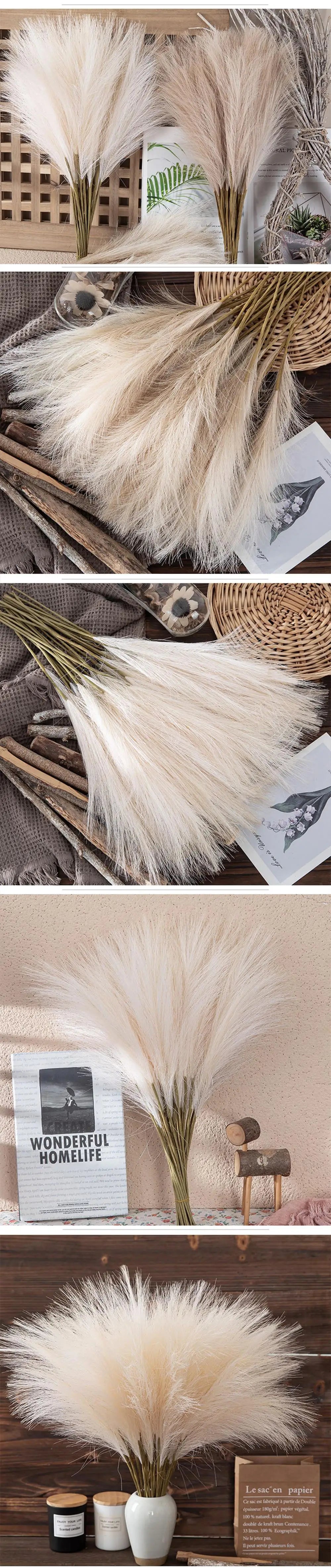 5/10/20PCS Fluffy Pampas Grass Boho Decor Artificial Flower Fake Plant Reed Simulated Party Wedding Home Decoration 42CM