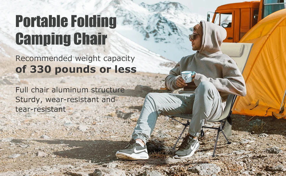 WESTTUNE Portable Folding Camping Chair with Headrest Lightweight Tourist Chairs Aluminum Alloy Fishing Chair Outdoor Furniture