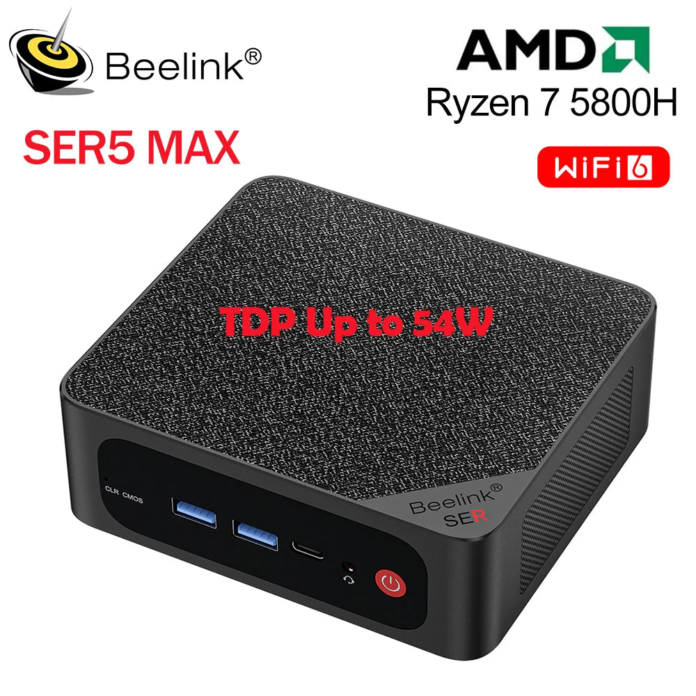 Beelink Mini PC SER5 Max AMD Ryzen 7 5800H DDR4 32G 500G NVME SSD SER6 Pro 7735HS DDR5 SER5 Pro 5700U 5560U Gaming Mini Computer