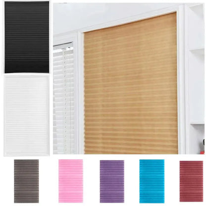 Self-Adhesive Pleated Blinds Non-Woven Half Blackout Window Blinds Zebra Roller Curtains Bedroom Balcony Shades Privacy Curtain