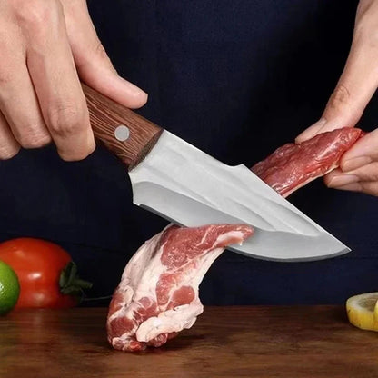 Stainless Steel Boning Knife Meat Cleaver Kitchen Knife Handmade Forged Chef's Knife for Household Wooden Handle Butcher Knife