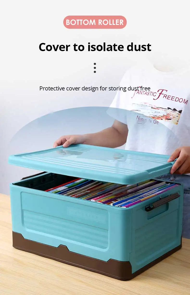 1pc Foldable Storage Box Wardrobe Storage Box Large Capacity For Toy Clothes Snacks Books Shoes Plastic Box For Car Household