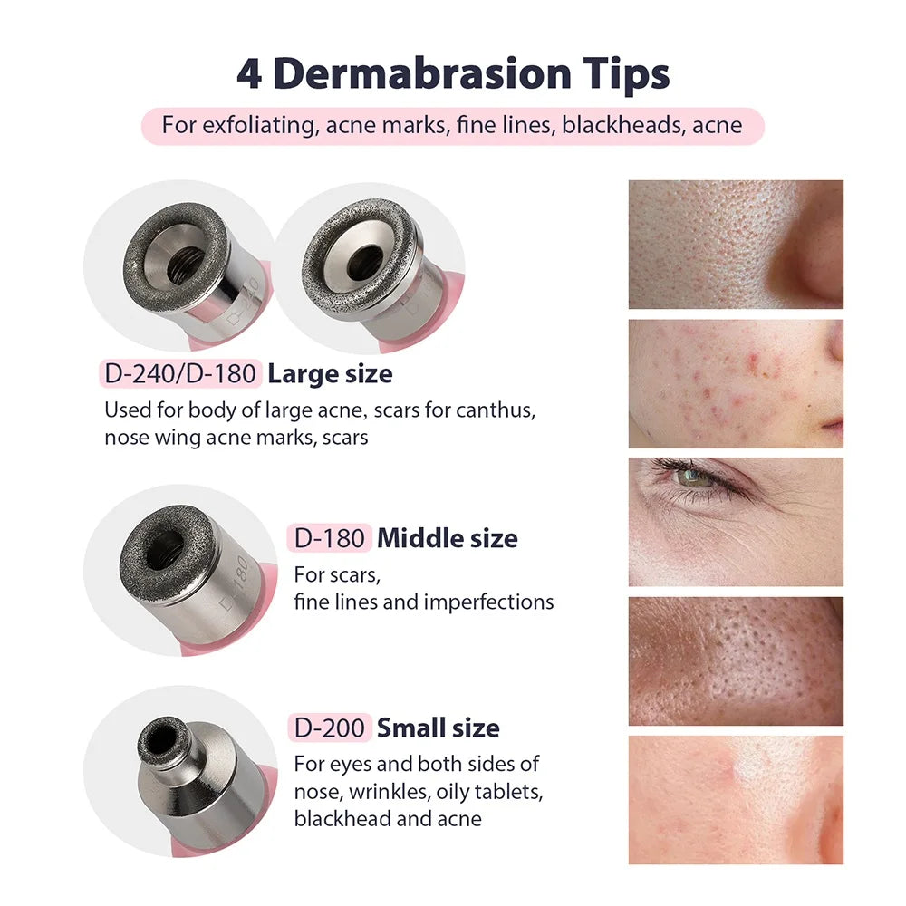 Portable Diamond Microdermabrasion Peeling Machine Silicone Hydrodermabrasion Facial Vacuum Blackhead Removal Skin Pore Cleaning