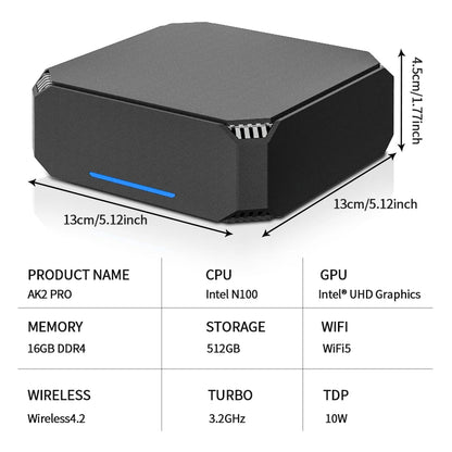 FIREBAT AK2 PLUS MiniPC Intel N100 Dual Band WiFi5 BT4.2 16GB 512GB Desktop Gaming Computer Mini PC Gamer