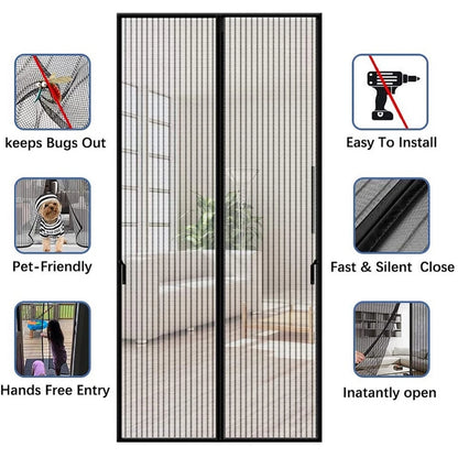 New No Punching Magnetic Screen Door Curtain Anti Mosquito Insect Fly Bug Automatic Closing Household Ventilation Door Curtain