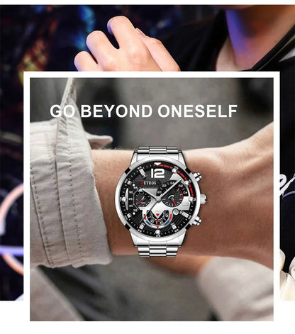 Fashion Mens Watches Luxury Stainless Steel Quartz Wristwatch Calendar Luminous Clock Men Business Casual Watch Reloj Hombre