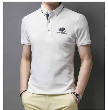 New Summer Korean  Embroidered Polo Shirt Men's Luxury Top Casual Lapel Short Sleeve T-shirt Fashion Anti-wrinkle Men T Shirt