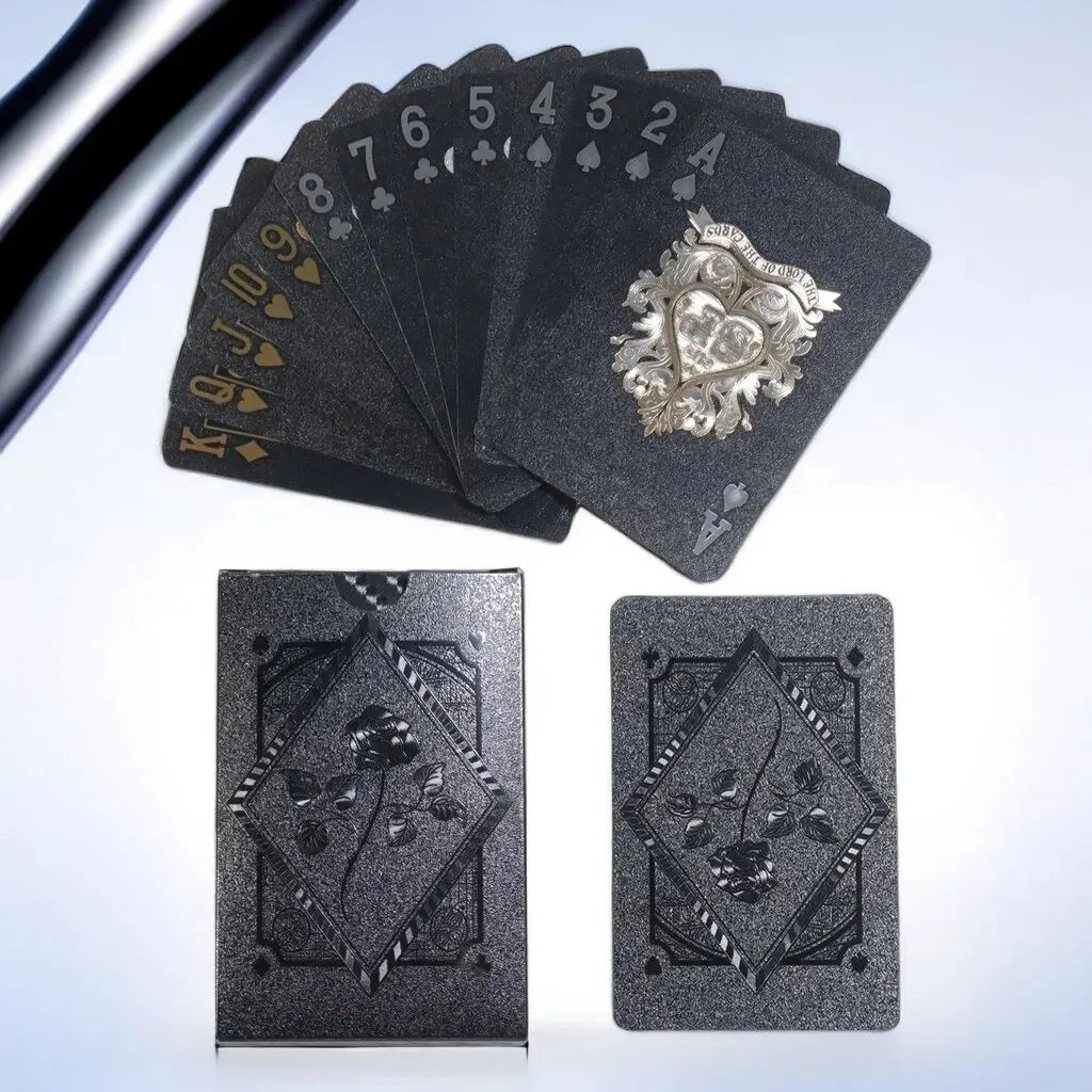 Black Gold Rose Playing Card Game Group Waterproof Poker Suit Magic Dmagic Package Home Party Board Games Gifts Collection