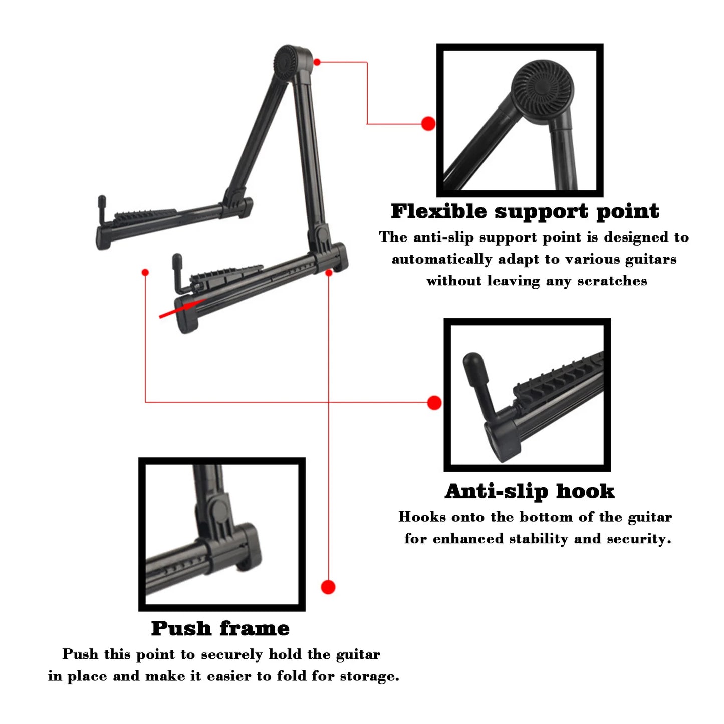 Miwayer Guitar Stand Folding A Frame Floor Universal ABS for Acoustic Classical Electric Bass Guitars Banjo Ukulele Portable