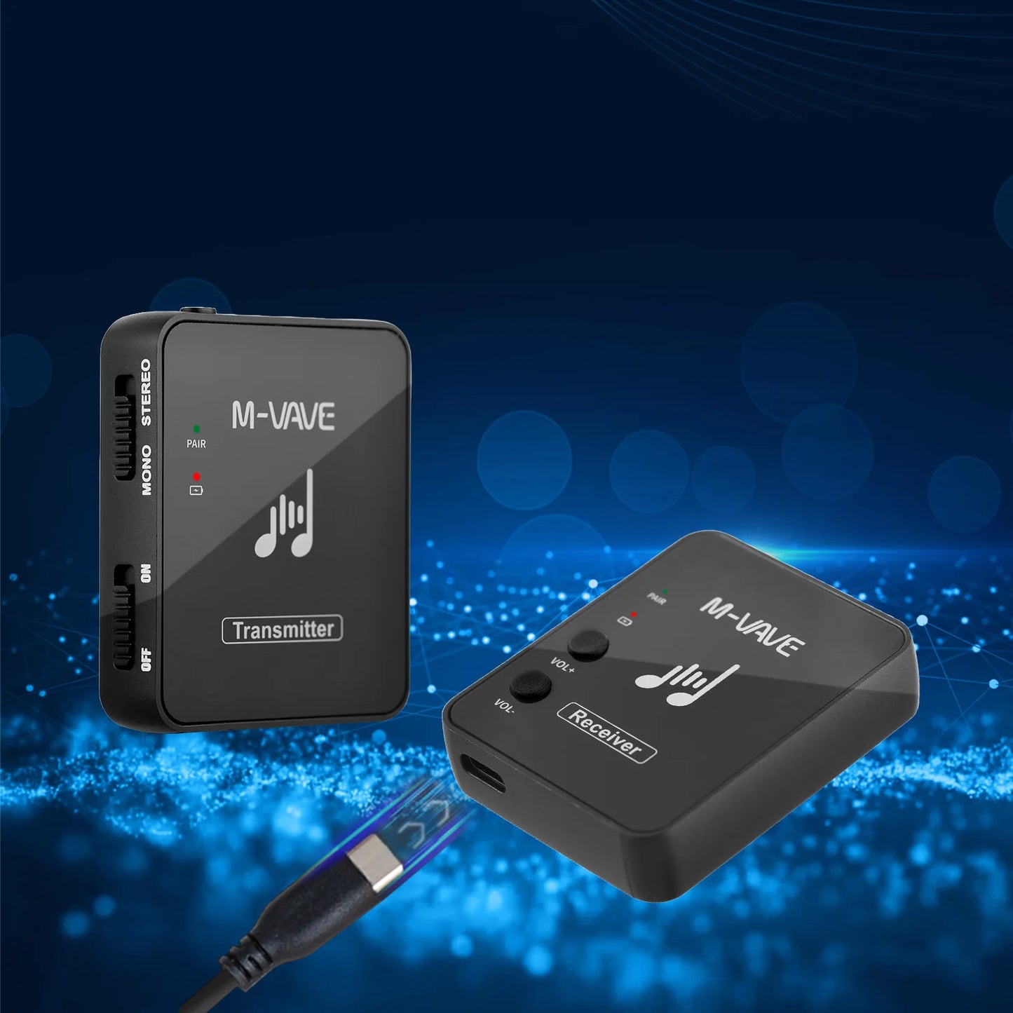 M-VAVE SWS10 2.4GHz Wireless Earphone Monitor Transmission System USB Rechargeable Transmitter & Receiver Support Mono/Stereo