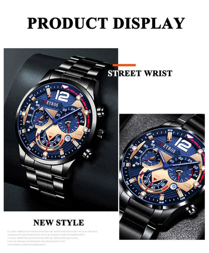 Fashion Mens Stainless Steel Watches Luxury Quartz Wristwatch Calendar Luminous Clock Men Business Casual Watch Reloj Hombre