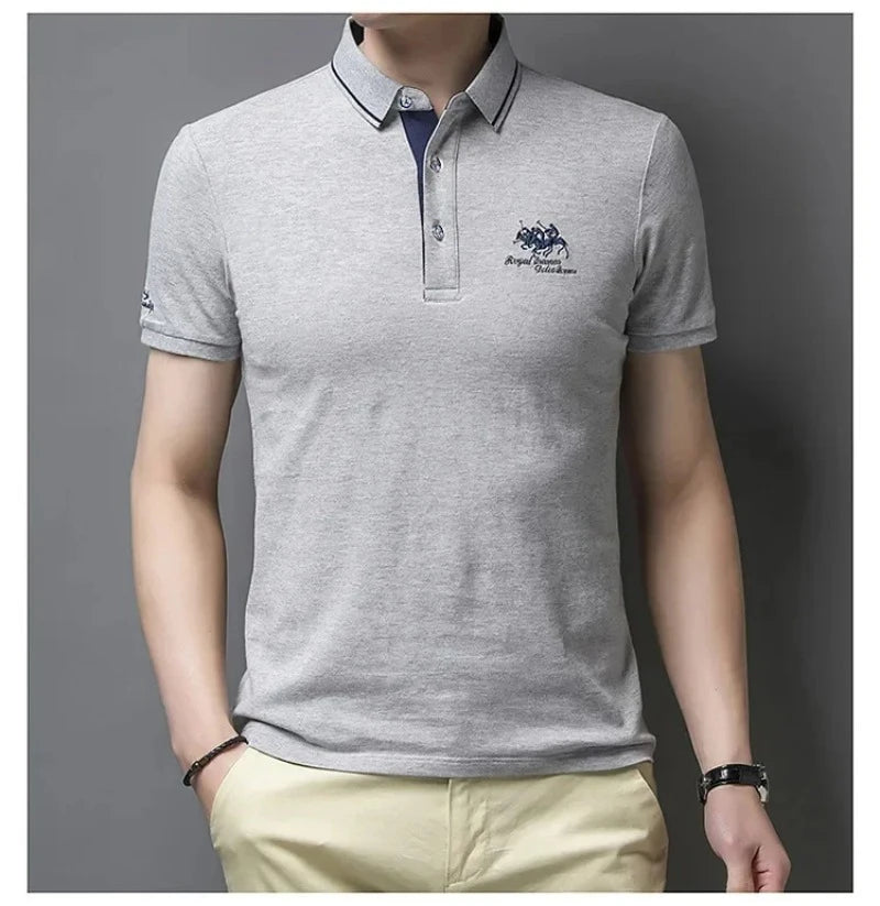 New Summer Korean  Embroidered Polo Shirt Men's Luxury Top Casual Lapel Short Sleeve T-shirt Fashion Anti-wrinkle Men T Shirt