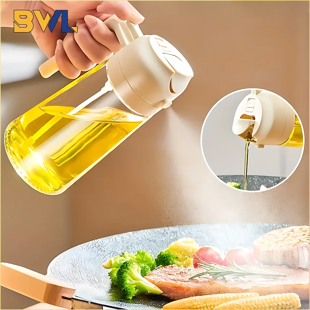 2in1 500ml Glass Spray Oil Sprayer Bottle Spray Oil Dispenser Oil Jar Cruet BBQ Kitchen Baking Roasting Picnic Kitchen Tool