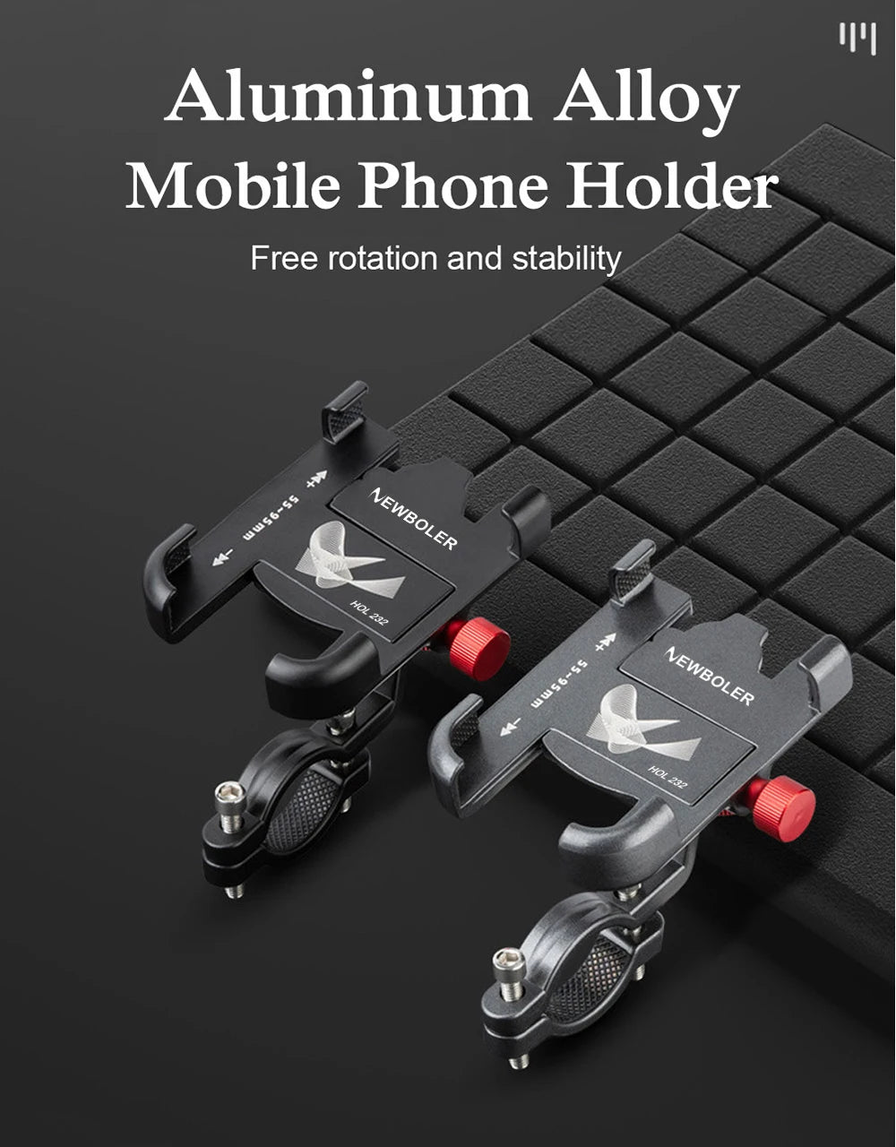 NEWBOLER MTB Phone Mount Stand Bicycle Holder 360° Rotatable Aluminum Adjustable Bike Phone Holder Non-slip Cycling Bracke