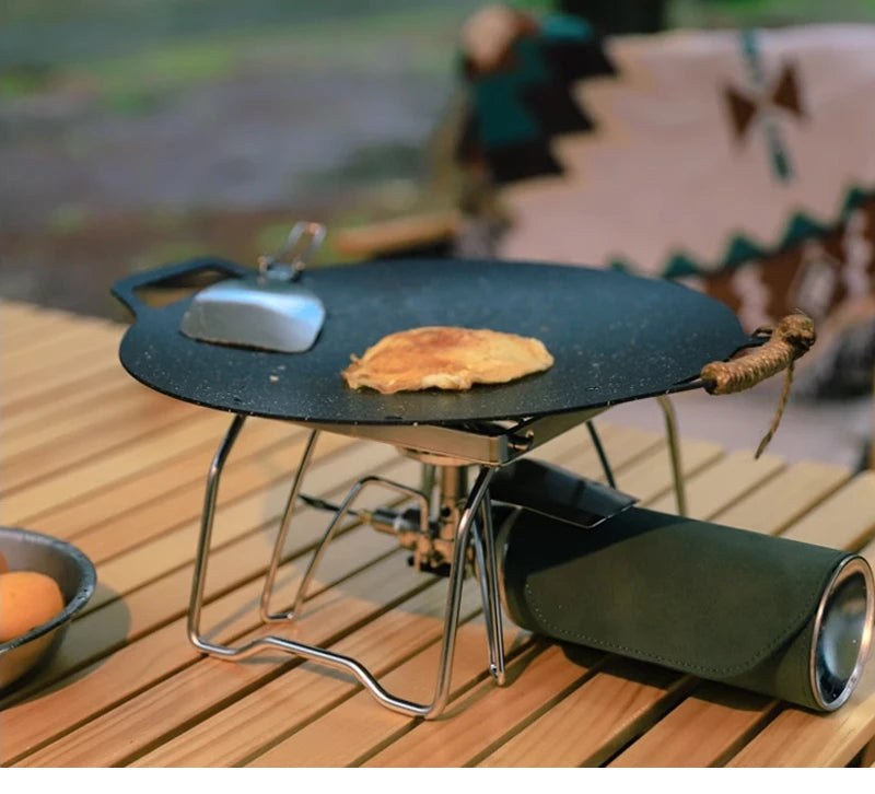 Outdoor Stainless Steel Stove Holder Camping Portable Folding Mini Barbecue Rack Set Pot Holder Baking Tray Holder