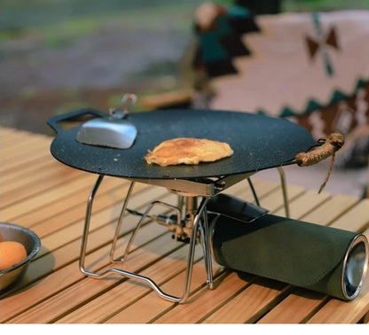 Outdoor Stainless Steel Stove Holder Camping Portable Folding Mini Barbecue Rack Set Pot Holder Baking Tray Holder