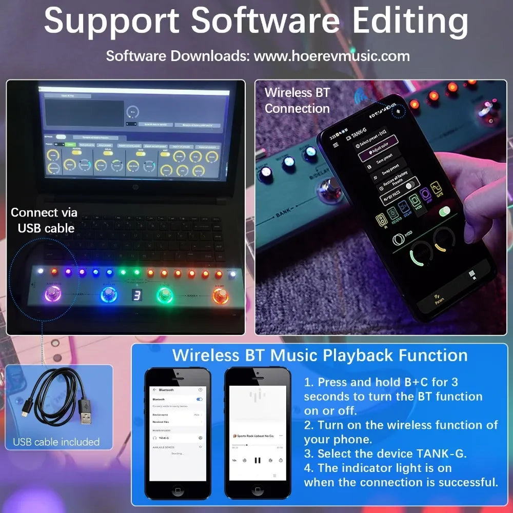 Yuimer Tank-G For Guitar Tank-B for BASS Effect Multi-Effects Pedal 36 Presets 9 Preamp Slots From M-Vave The Same Factory