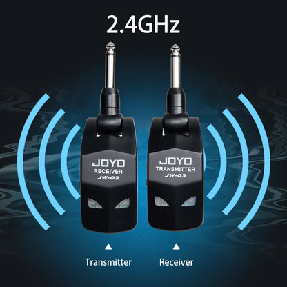 JOYO JW-03 Wireless Guitar System 2.4GHz 4 Channels Wireless Guitar Transmitter and Receiver for Electric Guitar Bass Amplifier