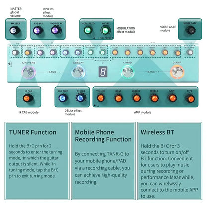 Yuimer Tank-G For Guitar Tank-B for BASS Effect Multi-Effects Pedal 36 Presets 9 Preamp Slots From M-Vave The Same Factory